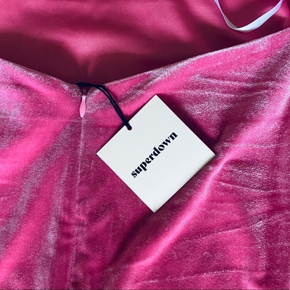 NWT Superdown Arabella hot pink velvet strappy mini dress - Picture 13 of 16